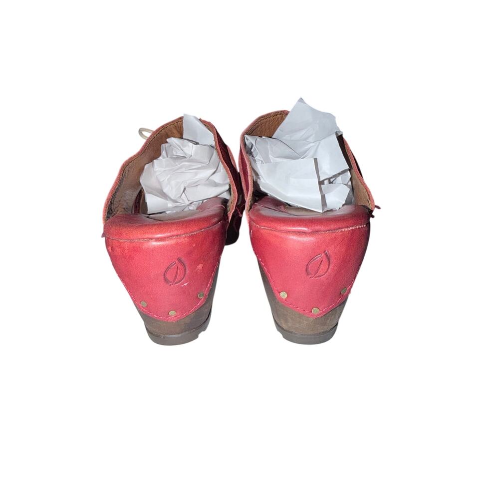 Sergio tomani red leather mule clog lace up detail EU39 US 8 lagenlook retro fun - Picture 6 of 10